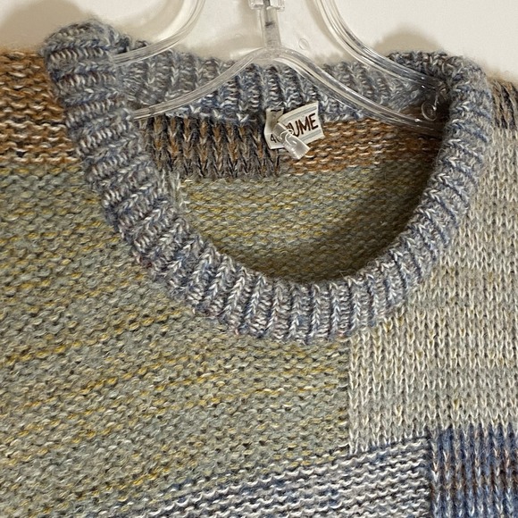 Vintage Fiume Sweater Womens 46 Gray Brown Wool Alpaca Colorblock Pullover Italy - Picture 9 of 16